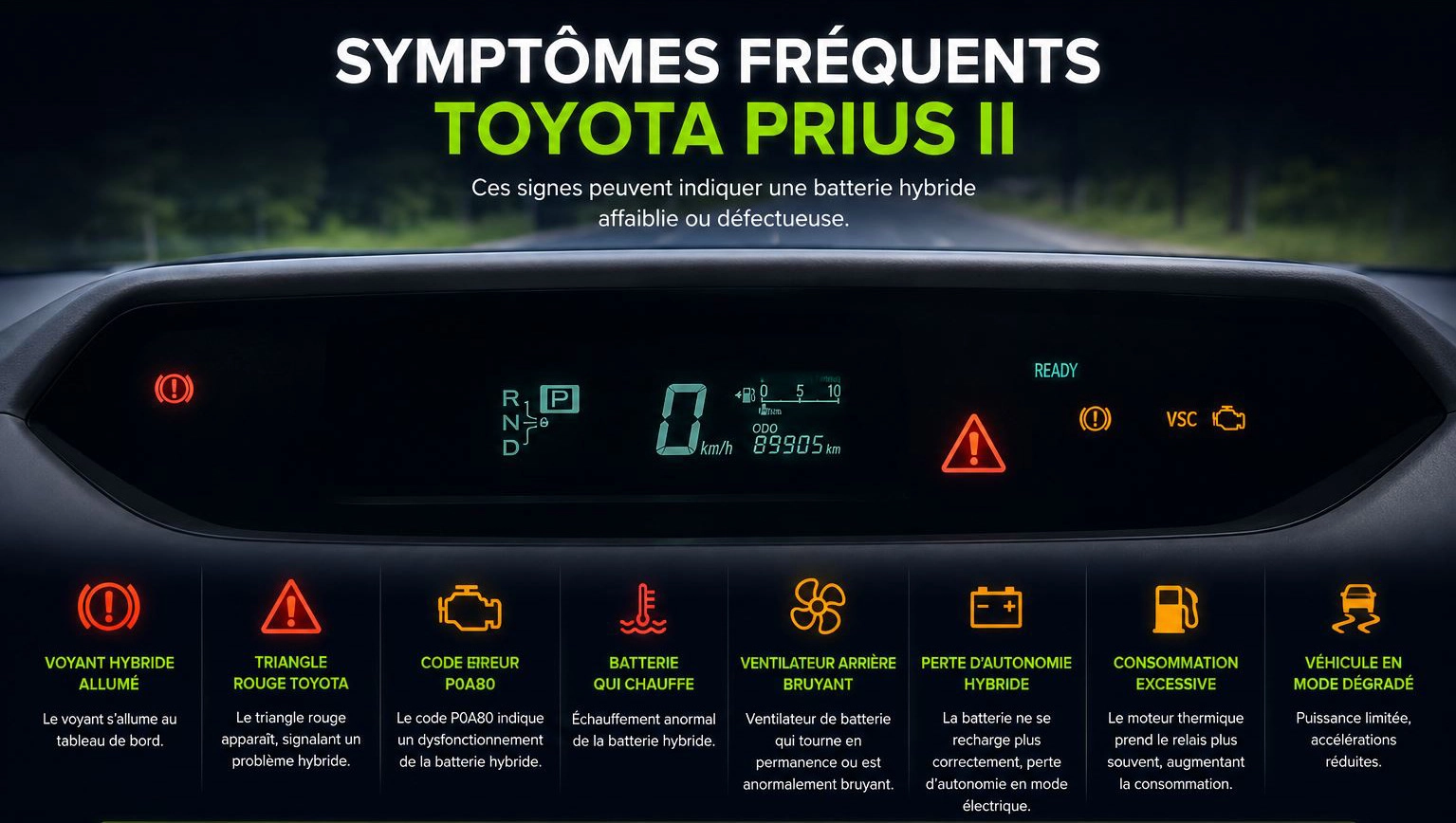 Symptômes batterie hybride Toyota Prius II