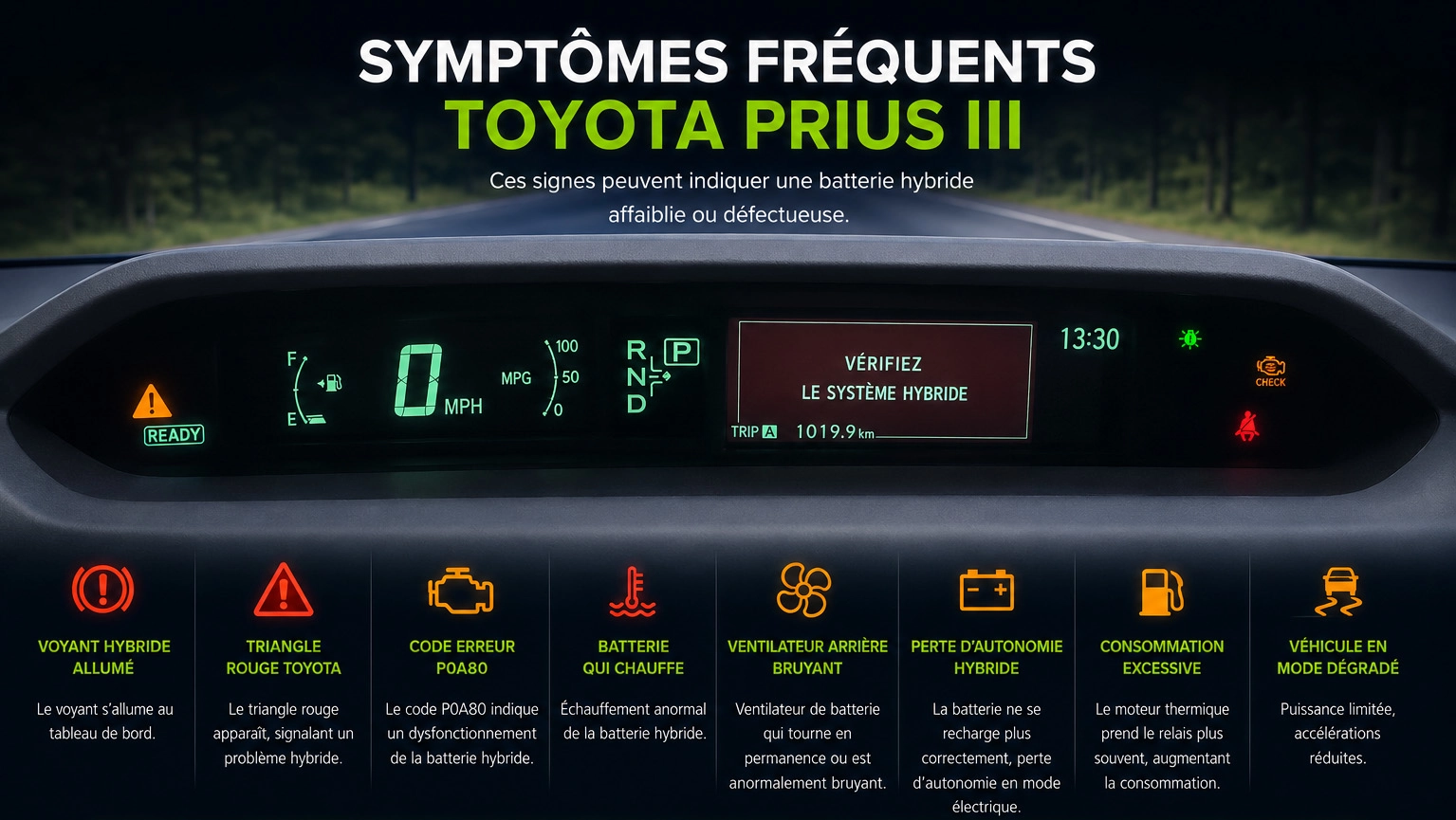 Symptômes batterie hybride Toyota Prius III