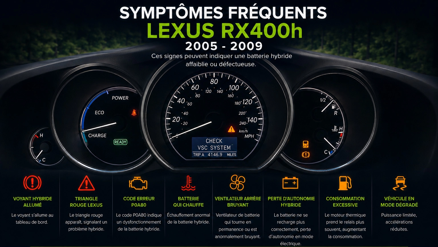 Symptômes batterie hybride Lexus RX400h II