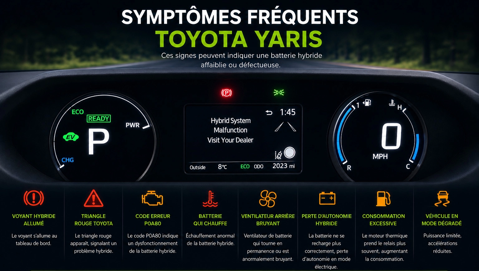 Symptômes batterie hybride Toyota Yaris II